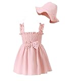 Renotemy Toddler Girl Dress 18-24 Months Baby Dresses Summer Outfits Pink Sleeveless Sundress Casual Boho Beach Clothes Flower Birthday Party Dresses