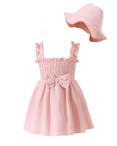 Image of Renotemy Baby Girl Dress Summer Outfits Toddler Girls Clothes Boho Casual Sundress Infant Flower Dresses with Cute Hat