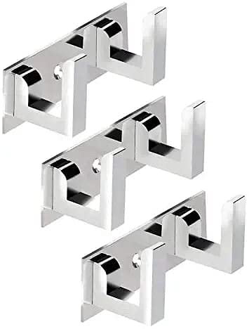 GAIYERA -Pack of 3 Stainless Steel Premium 2 -PIN L Types -Cloth Hanger ,Bathroom Wall Door Hook Hanger