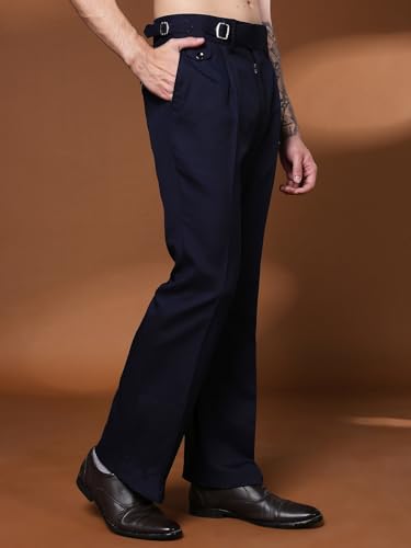 Image of Gurkha Pants for Men | Trouser for Men | Formal Pant | Single Buckle | Bell Bottom Trouser High Waist Pleated Casual Trousers | Flared Bottom Leg Pants for Office Smart Casual Travel Party