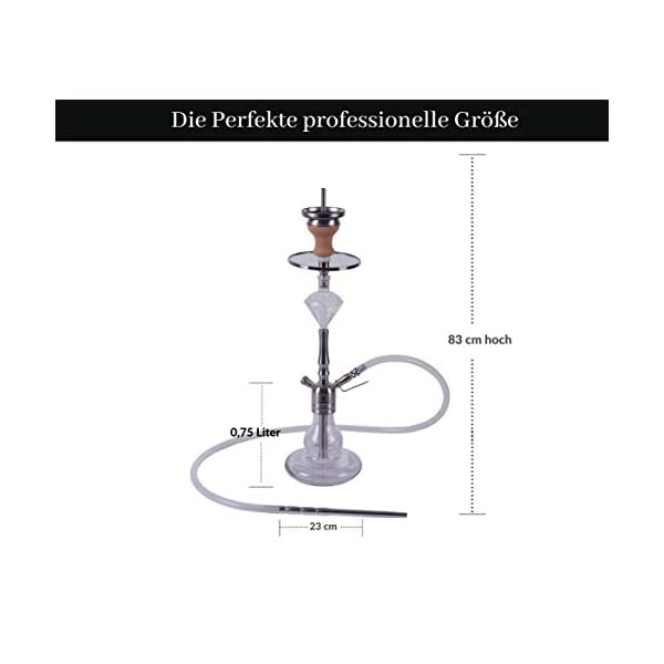 DIAMOND HOOKAH Premium Lil Hope Shisha Set, Wasserpfeife Shisha Edelstahl Komplettset mit 4 Anschlüsse/Schläuche. 18/8… – Bild 5