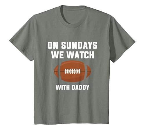 On Sundays We Watch Football with Daddy T-Shirt, Youth, Olive Heather, Small
