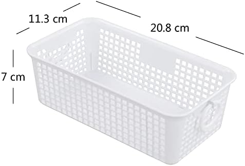 Fosly 6 Packs Plastic Storage Baskets, Mini Desktop Baskets, White