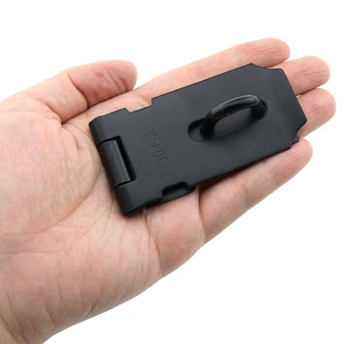Image of 2PCS 80x40x22mm Door Hinge Lock Padlock Latch Lock Black Stainless Steel Door Hasp Suitable for Cabinet Wooden Door Window Crate and Pet House