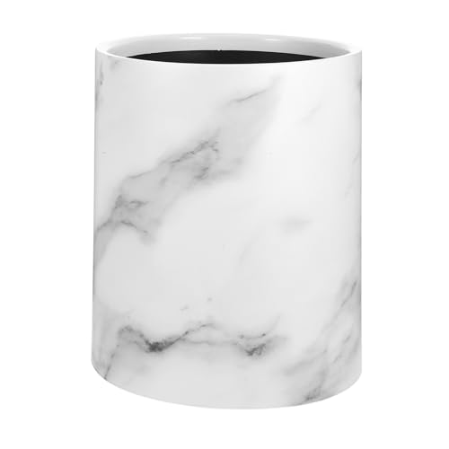 Cabilock Double Layer Marble Pattern Trash can, 8L Plastic Wastepaper Basket for Bathroom, Kitchen, Office, Home, Removable Design for Easy Cleaning