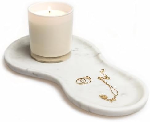 Large Curved Edge Marble Tray 14" x 7.8" – Natural Stone Vanity T...