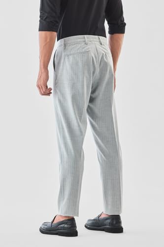 Image of SNITCH Men Formal Trousers | Tailored Pleated Design with Regular Fit & Smooth Texture | Premium Polyester Blend for Office, Meetings & Special Occasions