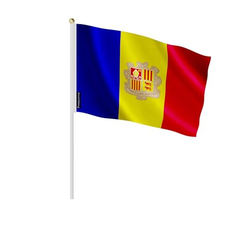 Mini drapeau Andorre 14x21cm en tissu léger pour défilés, lot de 100