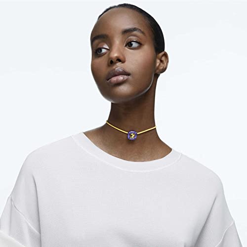 Swarovski Dulcis Necklace with Yellow Crystal in Purple Molded Setting on a Yellow Braided Cord, Part of the Dulcis Collection3