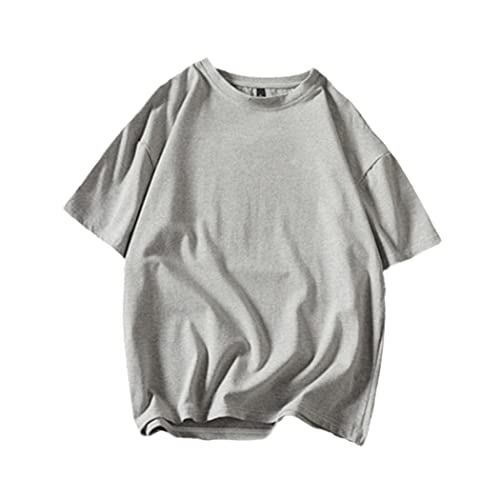 T-shirt d'été homme col rond streetwear gris clair idéal style hip-hop