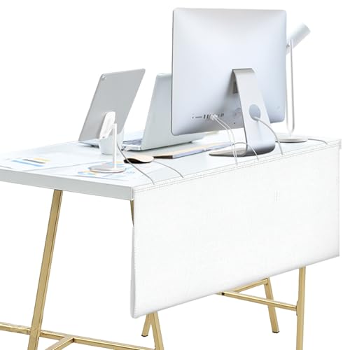 HolyMaji 48' Under Desk Privacy Panel White Self-Adhesive Modesty Panel with Wire Pocket for Cable...