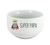 Bol Céramique 600ml 'Super Papa' avec Dessin Super-Héros – Cadeau Fête des Pères Original – Bol Petit-Déjeuner ou Café – Design Humour Papa avec Cape