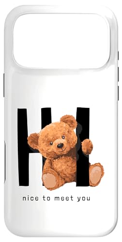 Say Hi Nice to Meet You, Lovely Teddy Bear Graphic Designs �X�}�z�P�[�X iPhone 17 Pro Max �p