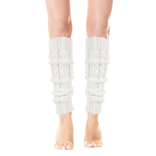 Image of lasuroa Knitted Leg Warmers, Kawaii Thick Knitting Yarn Winter Ankle Heap Long Socks Warm Crochet Twist Boot Topper