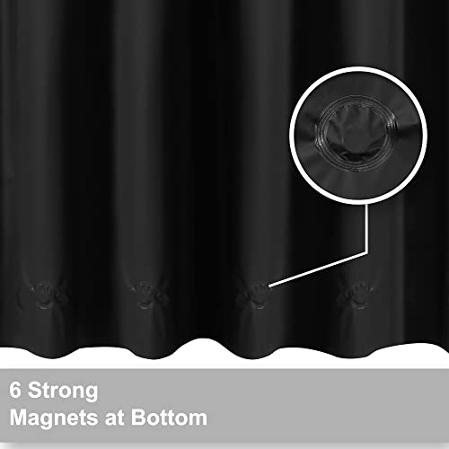 Image of Barossa Design Black Shower Curtain Liner with 6 Magnets - Waterproof Heavy Duty PEVA Shower Liner for Bathroom, 72 inch x 72 inch Standard Size, PVC Free, Metal Grommets - Black, 72x72
