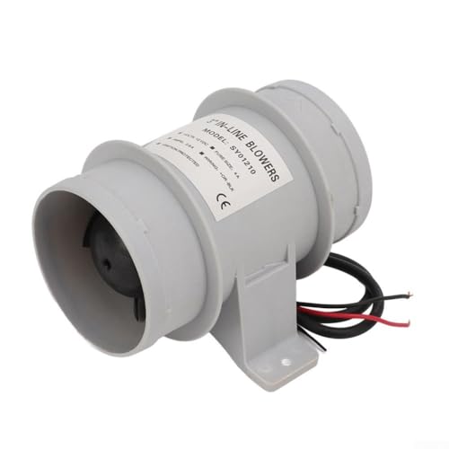Soplador en línea silencioso de 3 pulgadas, 12 V, soplador de aire marino de tubo recto para circulación de aire de cabina de yate, ABS resistente a la corrosión, 145 CFM