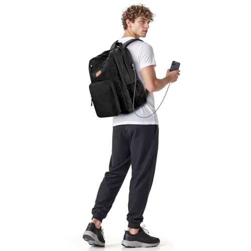Image of ZORFIN 36L Black Backpack for College, and Travel: Water Resistant Bookbag