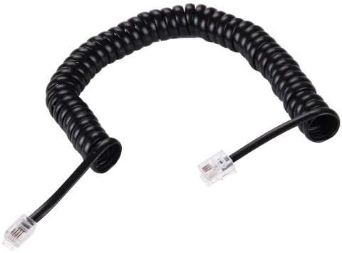 Optisoft Black Telephone Extension Coil Cable Cord (2 m/6.5ft)