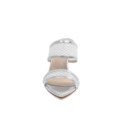 Image of vivianly Clear Pointed Toe Heels Sandals Transparent Strap Stiletto High Heels Slip on Mules for Women