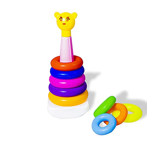 Image of Enorme Kids 9 Pcs Stacking Teddy Plastic Rings, Educational Multicolor Rings Tower Set for Kids
