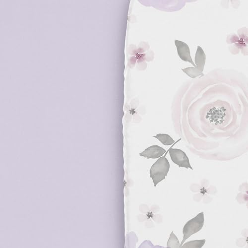 Image of Sweet Jojo Designs 2-Piece Baby Bassinet Sheets Set (Purple /Grey Boho Floral) for Girls, Infant Newborn Nursery, Oval, Rectangle & Hourglass Mattress (Lavender, Vintage Watercolor Garden, Shabby Chic)