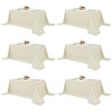 Fitable Ivory Rectangle Table Clothes, 6 Pack - 90 x 156 Inch - Reusable and Washable Tablecloths, Polyester Fabric Table Covers for Wedding, Party, Banquet, Formal Events