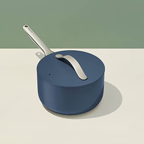 Caraway Nonstick Ceramic Sauce Pan With Lid (3 Qt) - Non Toxic, Ptfe & Pfoa Free - Oven Safe & Compatible With All Stovetops (Gas, Electric & Induction) - Navy #TOP2