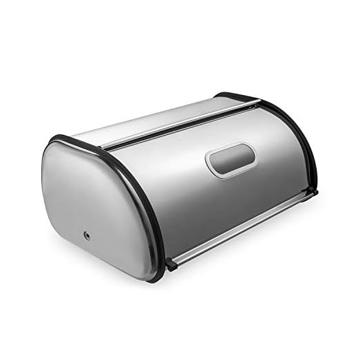 Deppon Bread Box for Kitchen Countertop, Extra Large Capacity Holds More Than 2 Loaves, Matte Stainless Steel Bread Storage Bin Container with Roll up Lid, Fingerprint Proof, 17.5 x 11 x 7.5 Inches