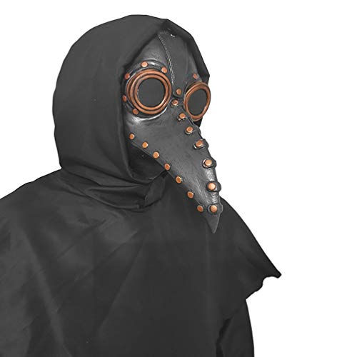 KESYOO – Máscara de bico medieval de couro sintético para o Dia das Bruxas, Pregos de cobre preto, 3