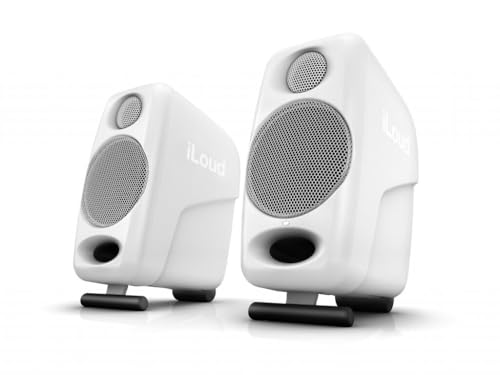 IK Multimedia iLoud Micro Monitor White 50 watt Portable Wireless Bluetooth Studio Reference Monitors, Dual Speakers for Music Production, Mixing, Mastering, Composing, producing and DJs