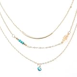 TEMPNAP Collar Largo Multicapa Dorado de Aleación Colgantes de Cuentas para Mujer, Diseño Moderno y Elegante Adecuado para Uso Diario