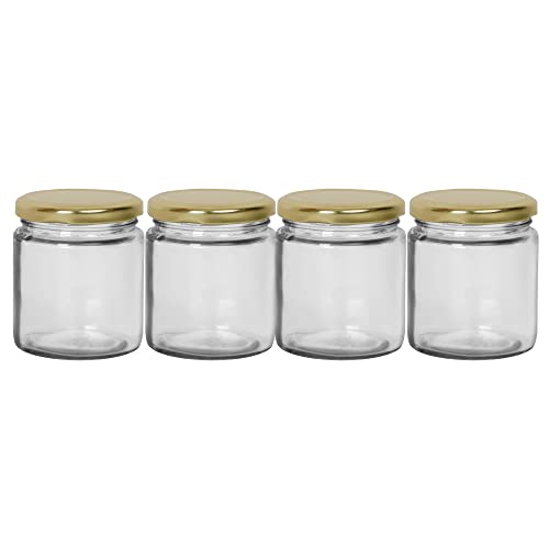 Image of (Storage Jar Pack of 4 Glass Jar | Round for Kitchen | Multi-Purpose Octagon Canister | Container 200 ml Each | Kitchen Storage jars & Container Set