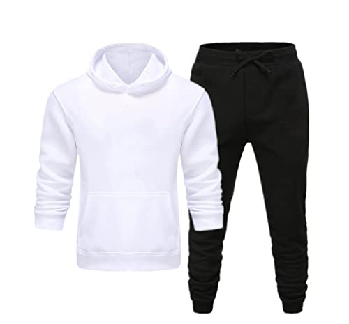 Sweat à capuche en polaire pour homme bicolore doux et chaud avec pantalon XL
