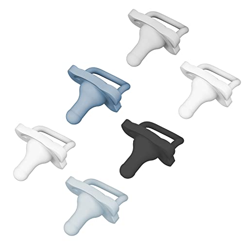 Image of Dr. Brown's HappyPaci 100% Silicone, Newborn Baby Pacifiers 0-6 Months, BPA Free, White, Blue, Light Blue, Black, and Cool Gray 6 Pack