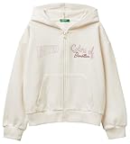 Felpa aperta con cappuccio, rib su fondo e polsi. Tasca a marsupio. Stampa logo glitter. Fit leggermente morbido