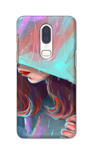 Image of PRINTFIDAA Pretty Woman Under The Umbrella Painting Printed Designer Hard Case for OnePlus 6 Back Cover -(e) RPM1007