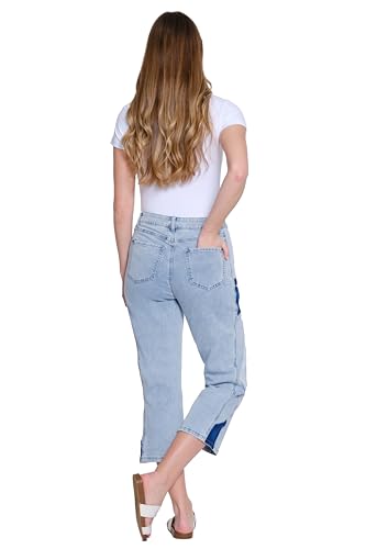 Tru Luxe Jeans Women's Wide Leg Crop with Side Seam Patches3