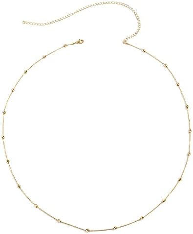 Minimalist Summer Beach Bikini Beaded Belly Belt Chain Adjustable Sexy Beads Body Stainless Steel Waist Chain for Women and Girls,Gold Color…