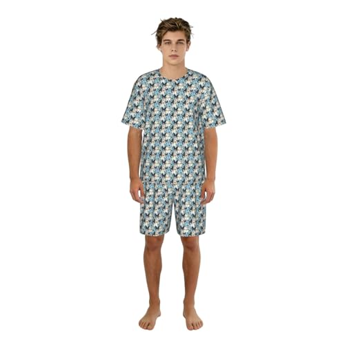Pyjama 2 pièces homme respirant pour stopper la chaleur nocturne avec style imprimé papillon