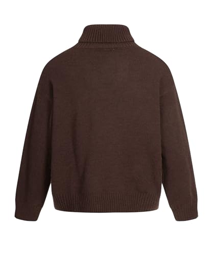 Unisex Vintage Button Mock Neck Sweater, Solid Color Knit Pullover with Turn Down Collar2