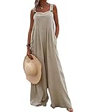 Acrawnni Women's Dungarees Vintage Floral Printed Loose Casual Baggy Sleeveless Overall Long Jumpsuit Playsuit Trousers Pants Romper