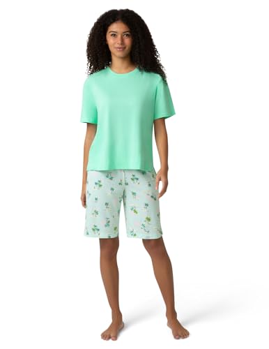 Image of HUE Women's Summer Vacation Pajama Separates, Soft, Whimsical Print Pjs with Tropical Beach Themes, Flip Flops, Cocktails