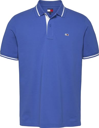 Tommy Jeans Herren-Poloshirt, kurzärmelig, Normale Passform, Blau (Tempo Blue), S – Ansicht 1