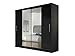 Kleiderschrank London II mit Spiegel, Schiebetürenschrank, Schwebetürenschrank, Modernes Schlafzimmerschrank 180x215x58cm, Garderobe, Schlafzimmer (Schwarz)