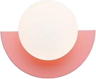 Aplique de Pared con Globo de Cristal nórdico, Moderno, Minimalista, Creativo, geométrico, para Dormitorio, mesita de Noche (Color: Rosa)