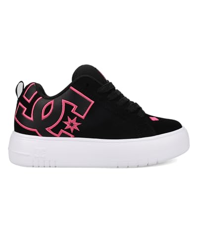 DC Women's Court Graffik Platform Sneaker, Black/Pink/White, 9