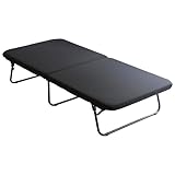 [山善] ベッド 折り畳みベッド ベッドフレーム 【完成品】セミシングルショート マットレス スタンダードタイプ 幅80×奥行180×高さ38cm パイプベッド 組立不要 一人暮らし ブラック/マットブラック PB-80180U(BK/MBK)
