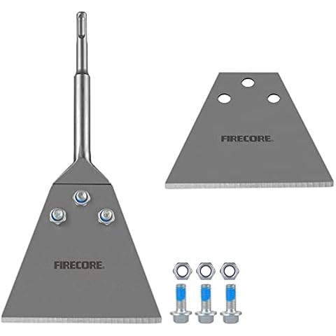 SDS Plus Floor Scraper Kit, Firecore 5 Inch x 11 Inch Tile Removal Tool SDS Plus Chisel Bit Heavy Duty for Rotary Hammer Drill, Thinset Vinyl Scraper Adhesives Remover with Replacement Balde FS22510 Cover