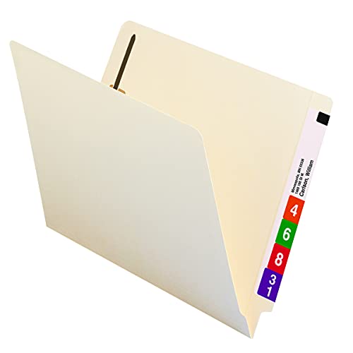 Smead Heavyweight End Tab Fastener File Folder, Shelf-Master® Reinforced Straight-Cut Tab, 2 Fasteners, Letter Size, Manila, 50 Per Box (34215) #TOP2