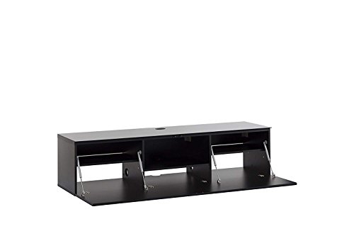 Sonorous Studio St-160B Wood And Glass Tv Stand With Hidden Wheels For Sizes Up To 75" (Modern Design With 6 Shelves For Your Audio/Video Components And Consoles, Comes With I/R Repeater) - Black #TOP3